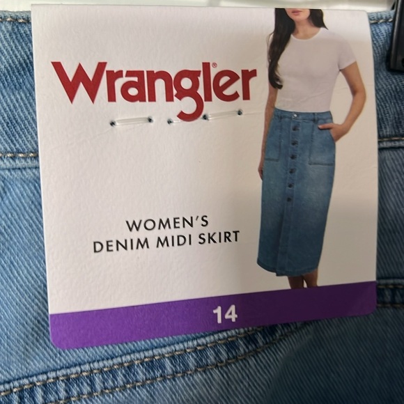 Wrangler Light Blue Denim Button-Front Midi Skirt - Picture 6 of 7